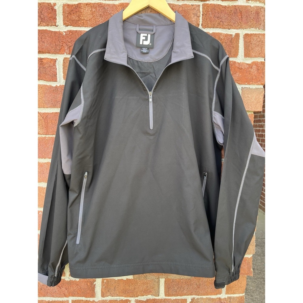 FootJoy Sport Windshirt Long Sleeve Pullover Golf Jacket Men's L Black 1/4 Zip